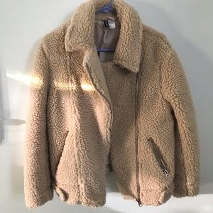 Teddy moto jacket from H&M. Oversized fit in size2